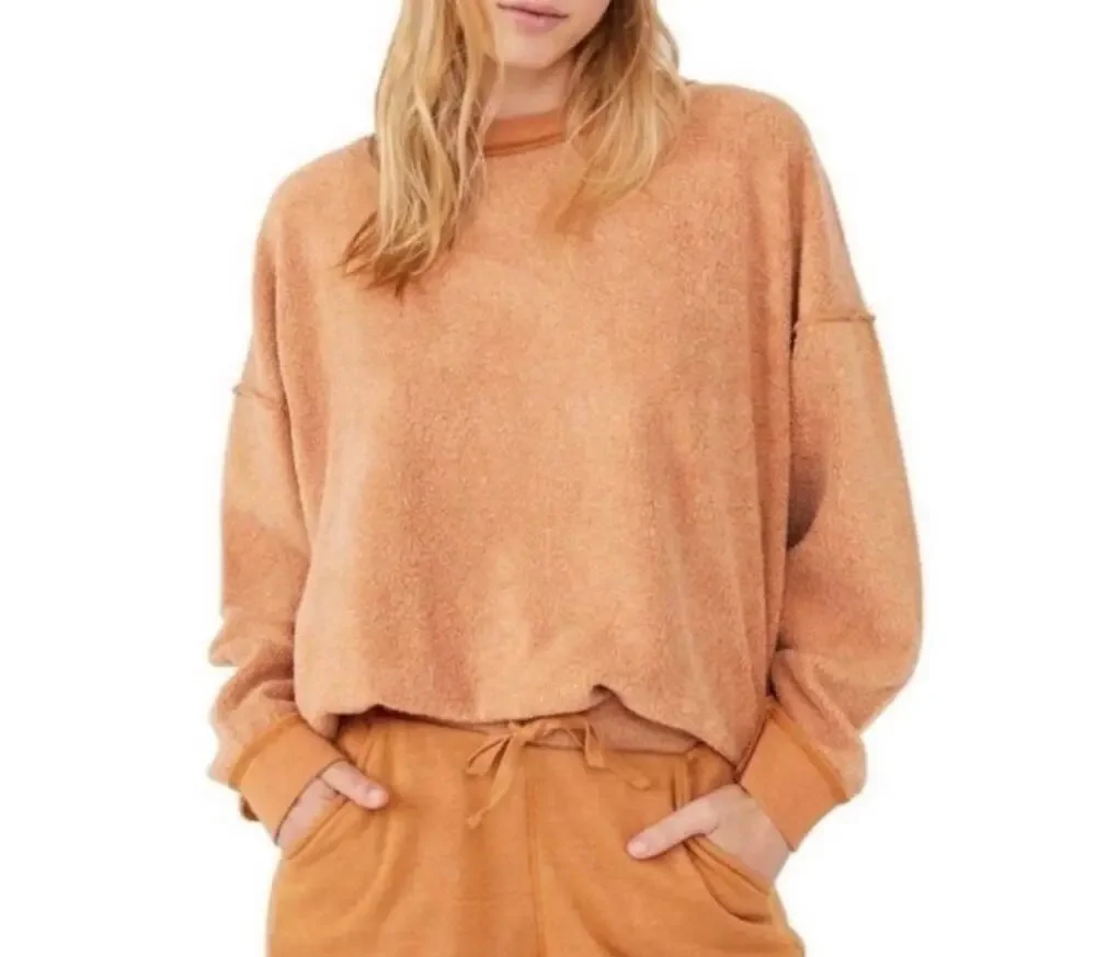 Free People Intimately Free Kelly Loungewear Sweatshirt Cognac Size M